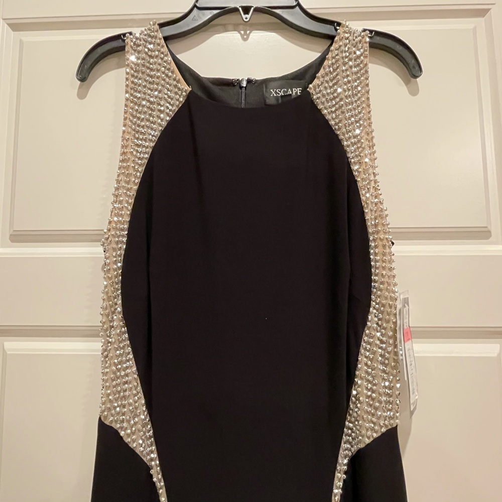Black Sleeveless floor length gown w/rhinestones